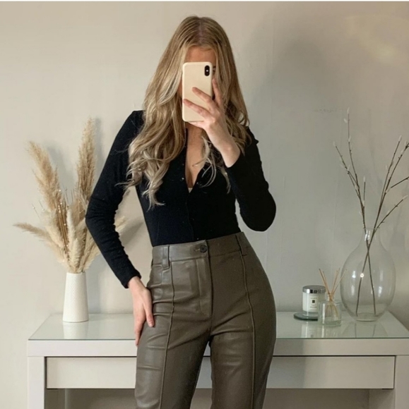 Zara Faux Leather Full Length Pants - Picture 6 of 11